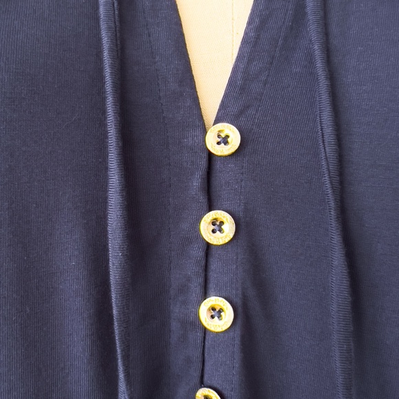 Lilly Pulitzer Navy Blue Malone Tiered Cotton Maxi Dress Boho Beach XXL - Picture 5 of 9